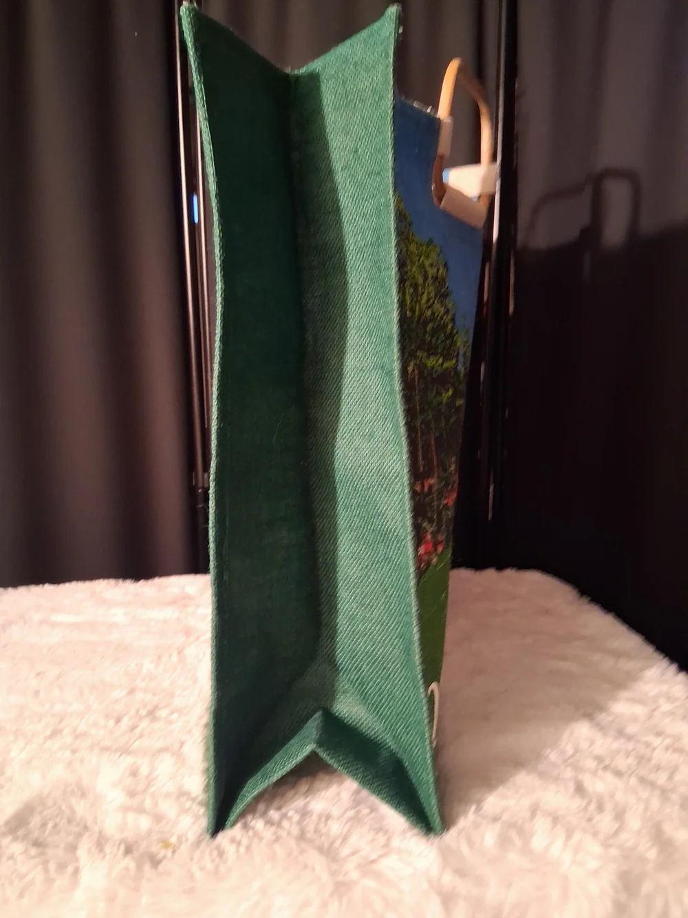 Vintage Tote Bag with Green, Blue and Yellow Golf Course Print